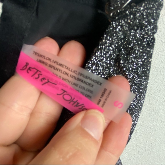 Betsey Johnson Size Small One Piece Swimsuit Metallic Grey Front Knot Sparkles - Picture 3 of 8